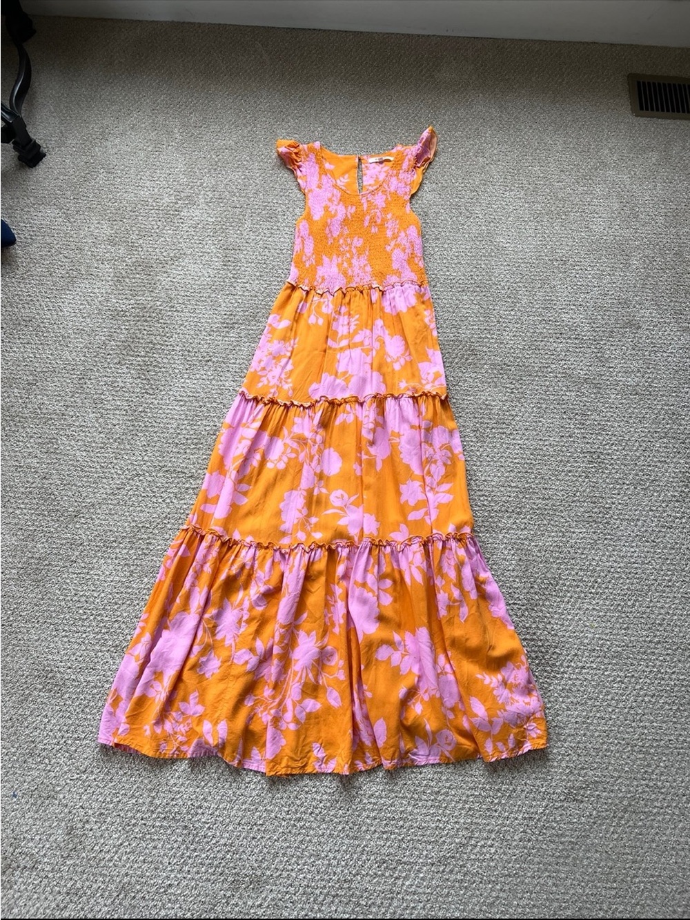 Sunlit Tiered Maxi Dress in Orange and Pink - Picture 2 of 5
